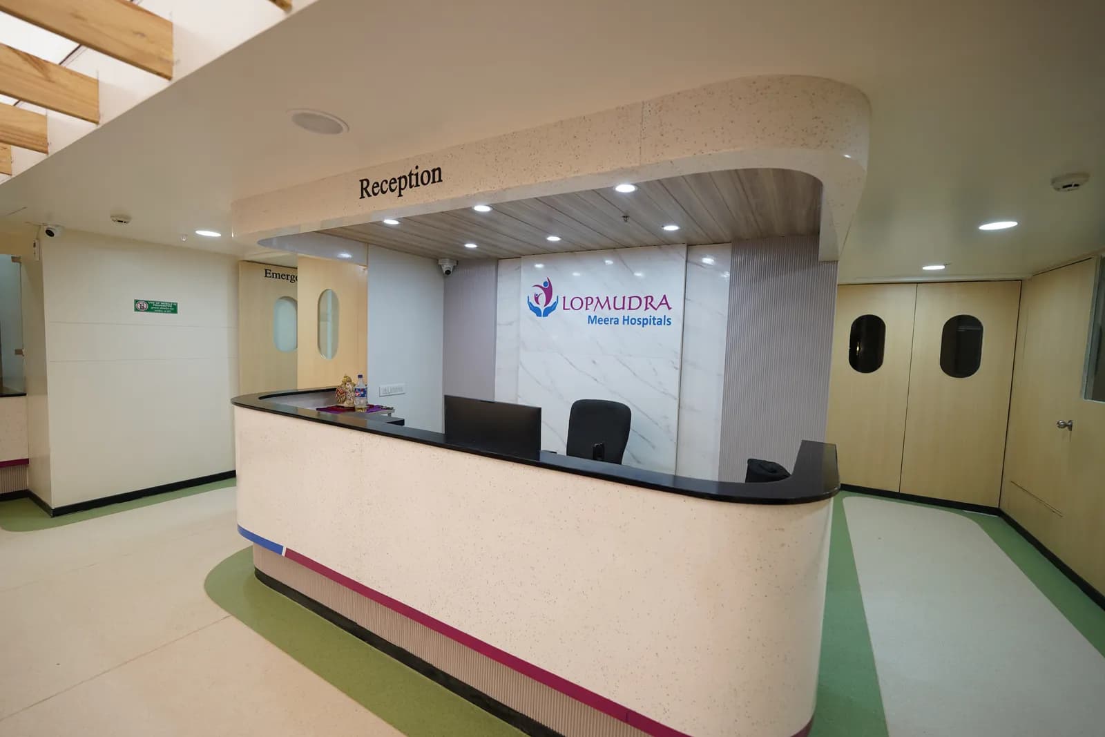 Reception desk at Lopmudra Meera Hospitals